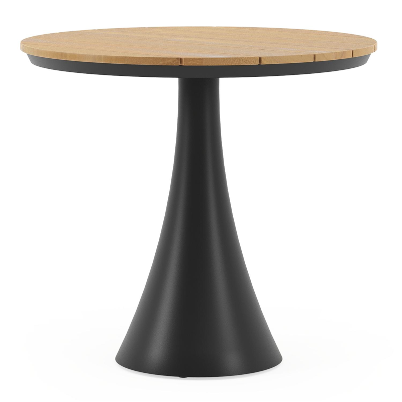 Fano tuintafel in zwart aluminium en teak - Dia. 85 x H 75 cm