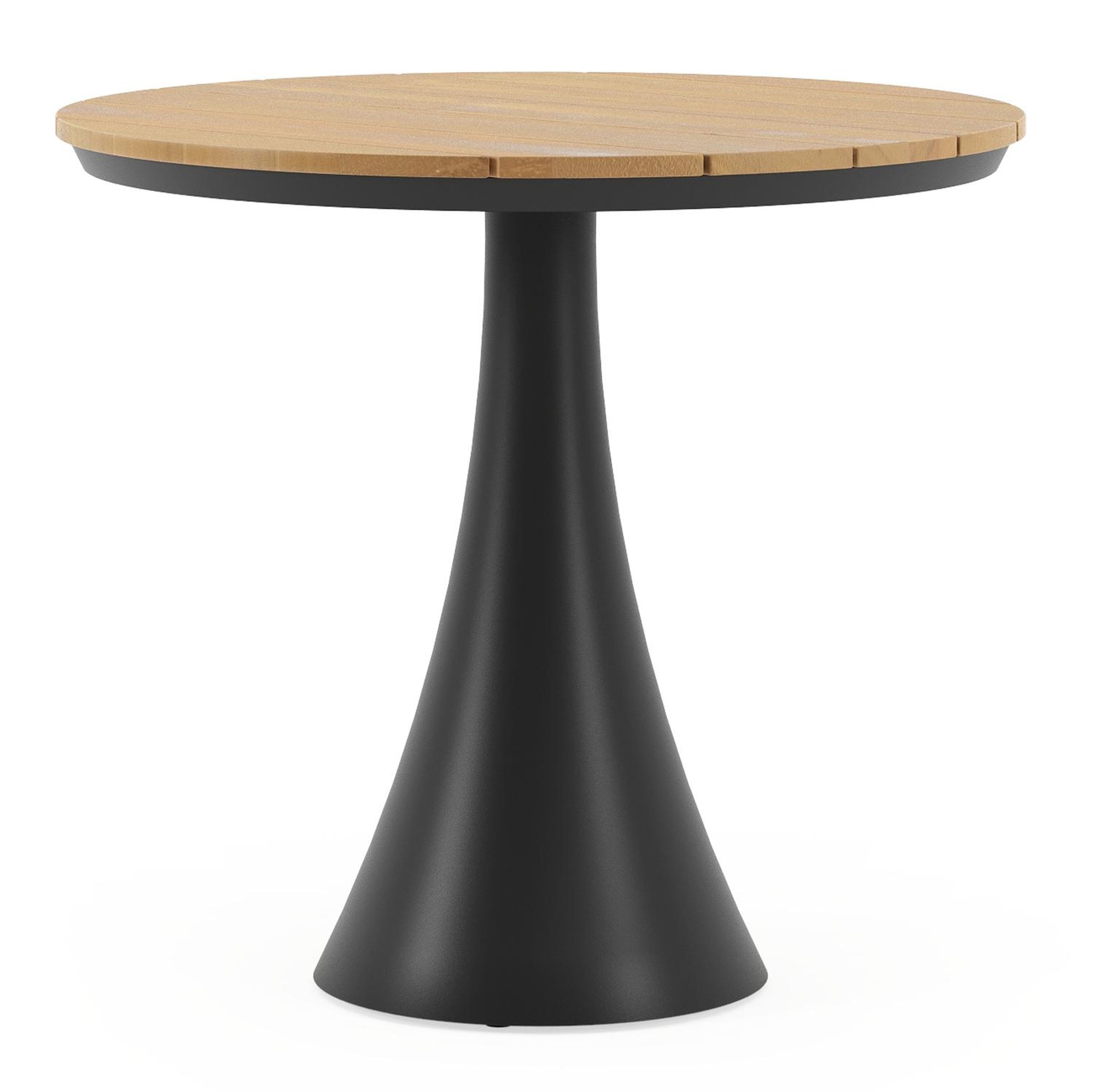 Fano tuintafel rond in zwart aluminium en teak - Dia. 85 x H 75 cm