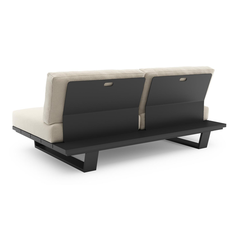 Pagino loungebank in zwart aluminium met althea off white all weather cosytica kussen