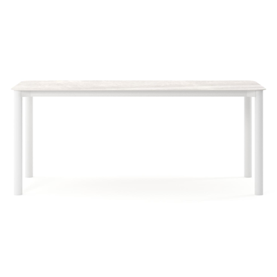 Orso tuintafel rechthoekig afgerond in wit aluminium en volkeramiek Taj Mahal - L 200 x B 80 x H 74.5 cm