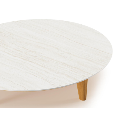 Bomero loungetafel in teak en volkeramiek Calista - Dia. 85 cm