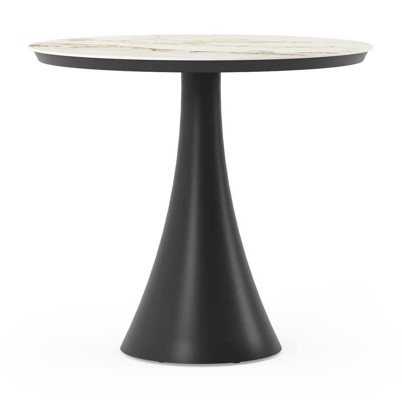 Fano tuintafel in zwart aluminium en volkeramiek colorado dunes - Dia. 85 x H 75 cm