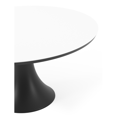 Fano tuintafel rond in zwart aluminium en volkeramiek Arctic White - Dia. 148 x H 75 cm