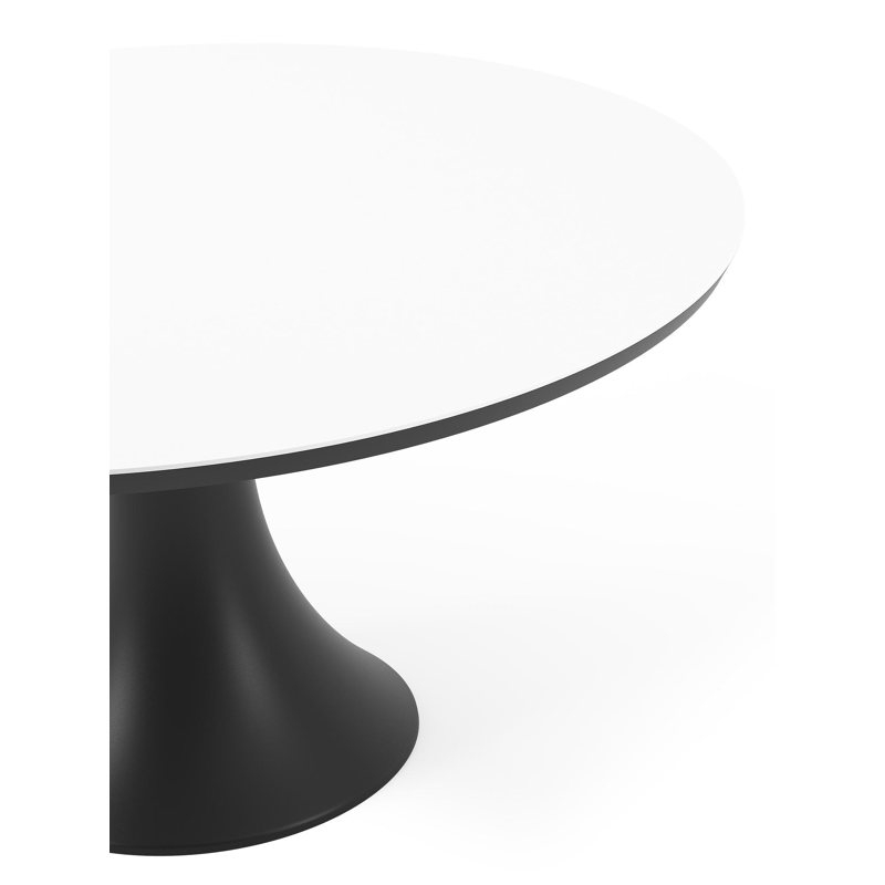 Fano tuintafel rond in zwart aluminium en volkeramiek Arctic White - Dia. 148 x H 75 cm