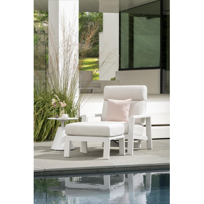 Cosenzo poef in wit aluminium met soul optik all weather solica kussen