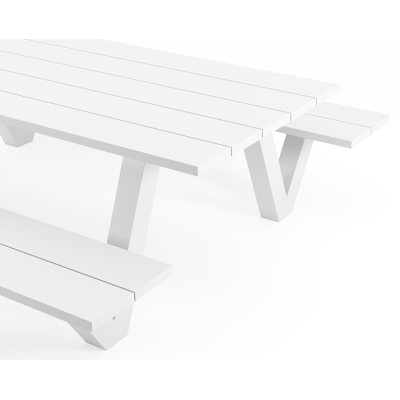 Norma picknicktafel in wit aluminium - L 240 x B 213 x H 74 cm