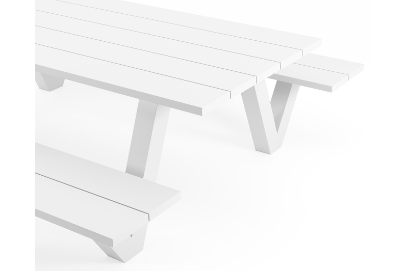 Norma picknicktafel in wit aluminium - L 240 x B 213 x H 74 cm