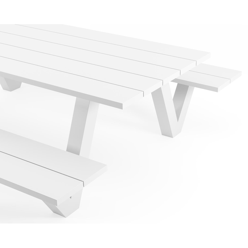 Norma picknicktafel in wit aluminium - L 240 x B 213 x H 74 cm