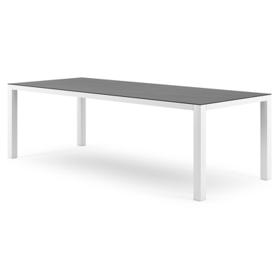 Como tuintafel in wit aluminium en volkeramiek Basalt Black - L 240 x B 100 x H 75 cm