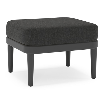 Pouf Orso en aluminium noir et coussins en all weather sunbrella® luxe Chartres Sooty