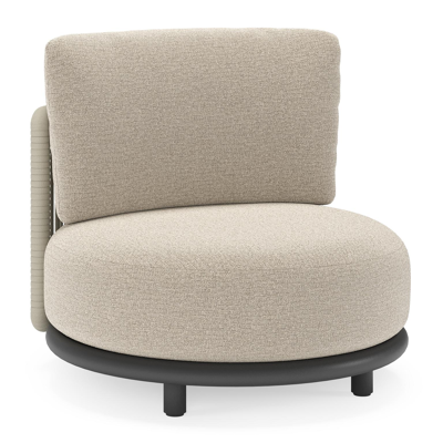 Lomano loungestoel in zwart aluminium en beige verticaal geweven luxe vlakke rope met Catania Sand all weather cosytica