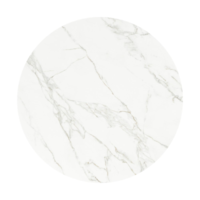 Cesano tuintafel in wit aluminium en volkeramiek calacatta - Dia. 148 x H 74,5 cm