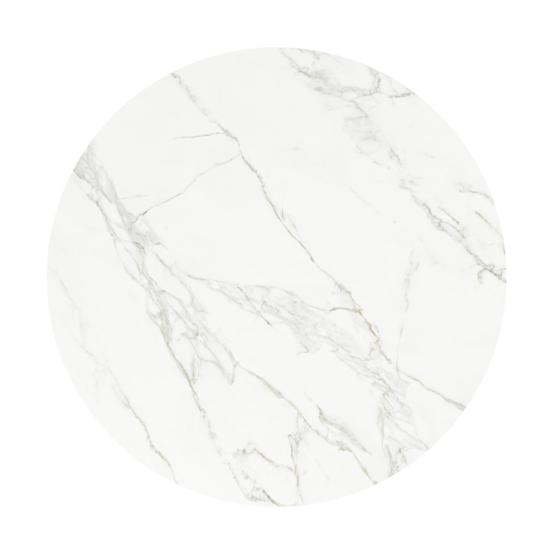 Cesano tuintafel rond in wit aluminium en volkeramiek calacatta - Dia. 148 x - Dia. 148 x H 75 cm