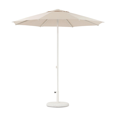 Umbria staanparasol in wit aluminium met beige all weather sunbrella® luxe parasoldoek - (met voet)