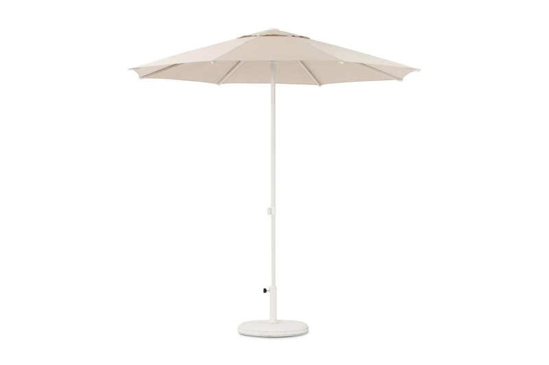 Umbria staanparasol in wit aluminium met beige all weather sunbrella® luxe parasoldoek - (met voet)