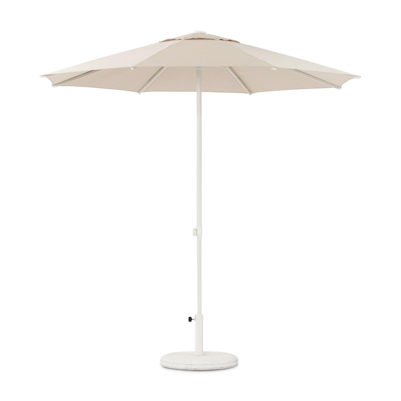 Umbria staanparasol in wit aluminium met beige all weather sunbrella® premium parasoldoek - Dia. 250 cm (met voet)