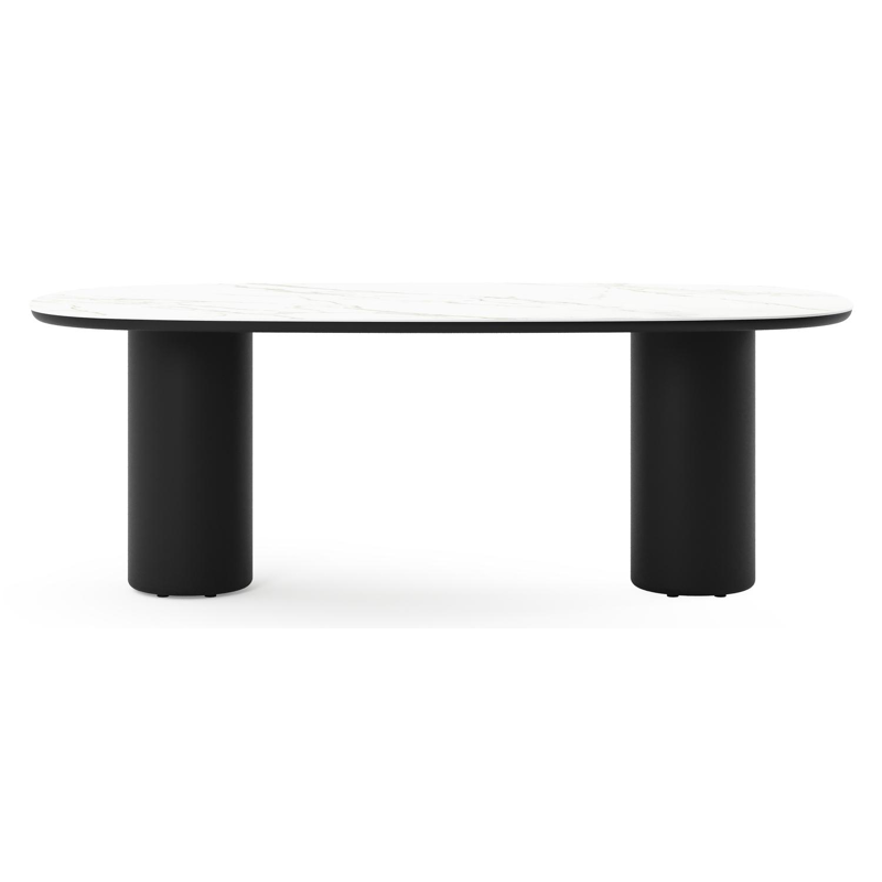 Amico tuintafel bombo in zwart aluminium en volkeramiek Calacatta - L 210 x B 110 x H 74 cm