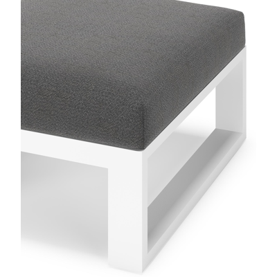 Verato poef in wit aluminium met savane tornado all weather sunbrella® luxe kussen