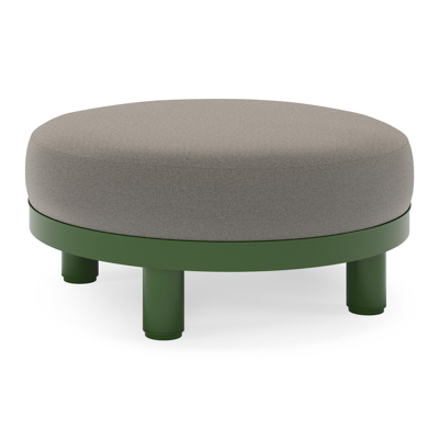 Donato lounge poef in groen aluminium met all weather sunbrella® luxe Natte Dark Taupe kussen
