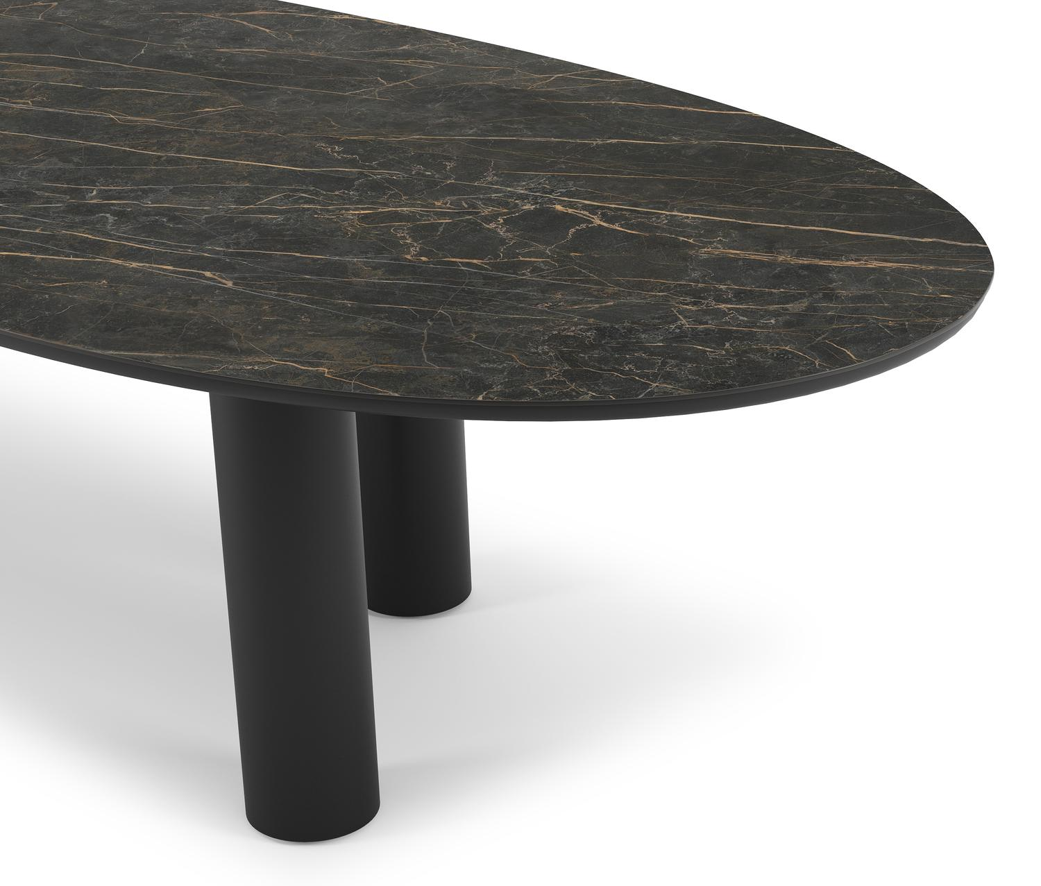 Organo tuintafel organisch in zwart aluminium en volkeramiek black obsession - L 320 x B 120 x H 74 cm