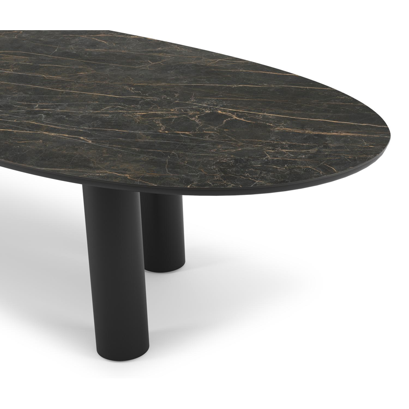 Organo tuintafel organisch in zwart aluminium en volkeramiek black obsession - L 320 x B 120 x H 74 cm