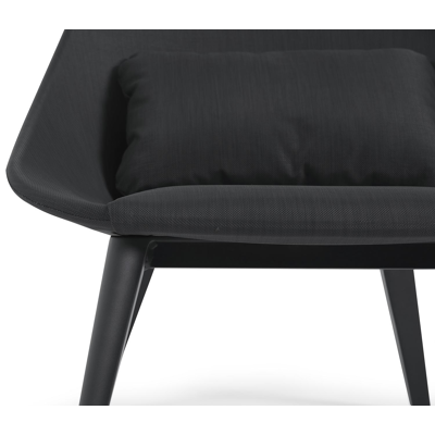 Cesano loungezetels 2 x 1-zit in zwart aluminium en zwart textilene met grijs textilene kussen