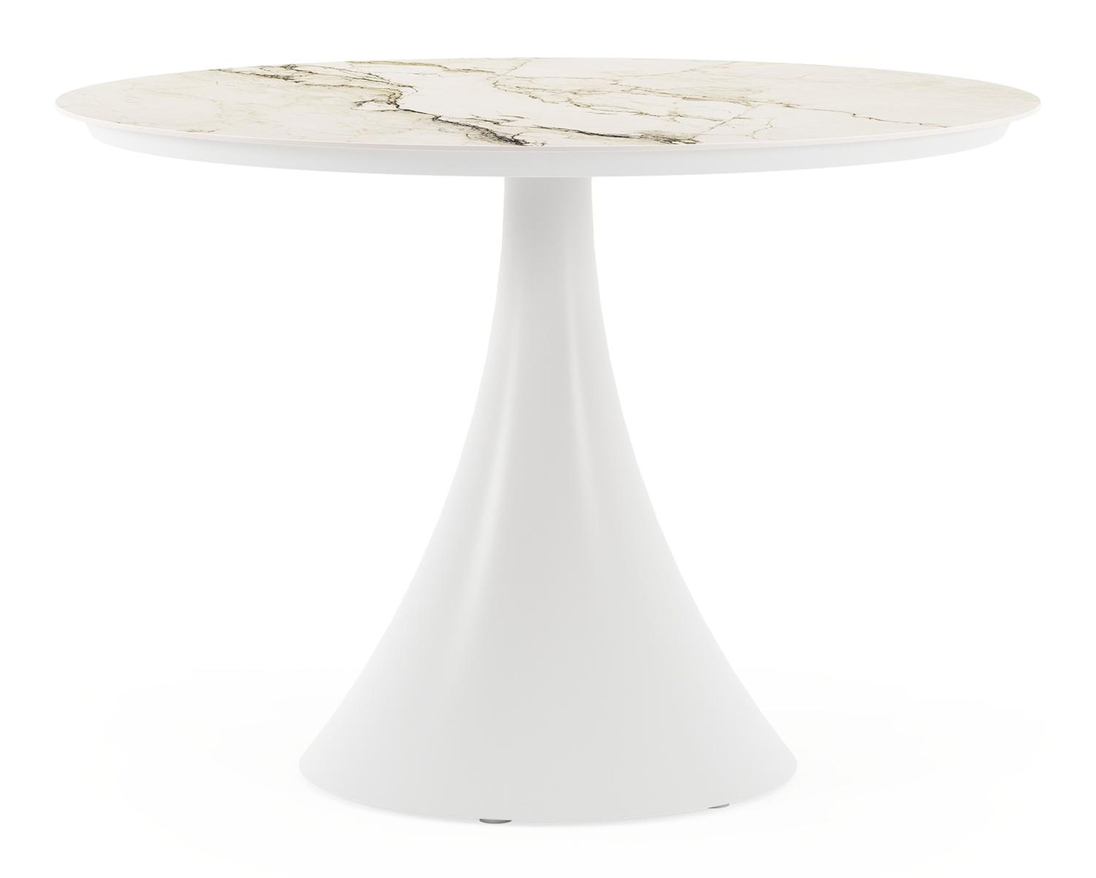 Fano tuintafel rond in wit aluminium en volkeramiek colorado dunes - Dia. 110 x H 75 cm