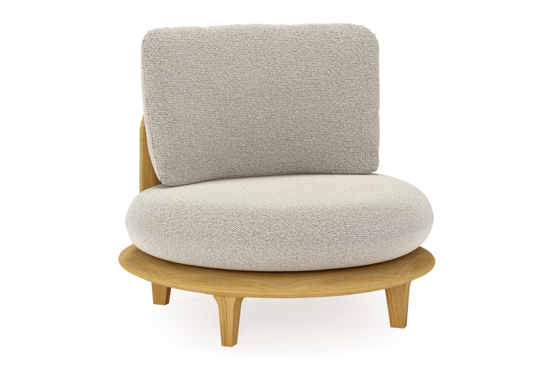 Bomero loungestoel in teak met firenze sand all weather solica kussen