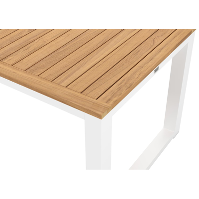 Livo tuintafel rechthoekig in wit aluminium en teak - L 220 x B 92 x H 73 cm