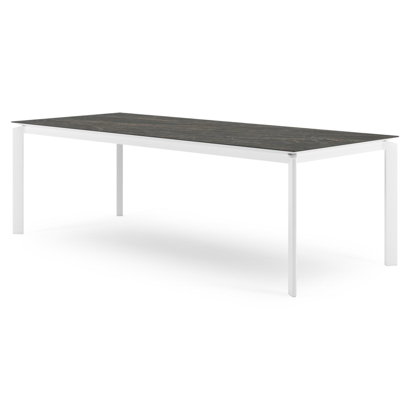 Cirello tuintafel rechthoekig in wit aluminium en volkeramiek Black Obsession - L 240 x B 100 x H 75 cm