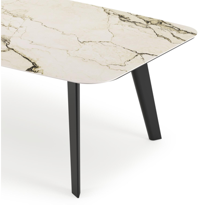 Lacrima tuintafel bootvorm in zwart aluminium en volkeramiek colorado dunes - L 255 x B 115 x H 73 cm