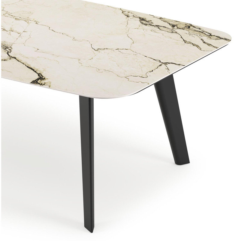 Lacrima tuintafel bootvorm in zwart aluminium en volkeramiek colorado dunes - L 255 x B 115 x H 73 cm