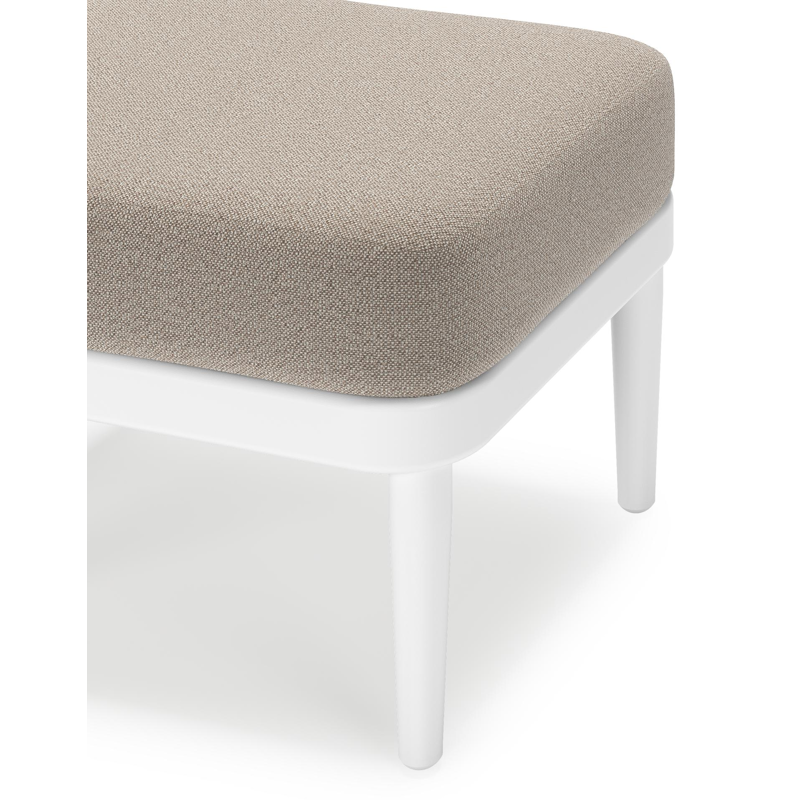Pouf Orso en aluminium blanc et coussins en all weather sunbrella® luxe Savane Coconut