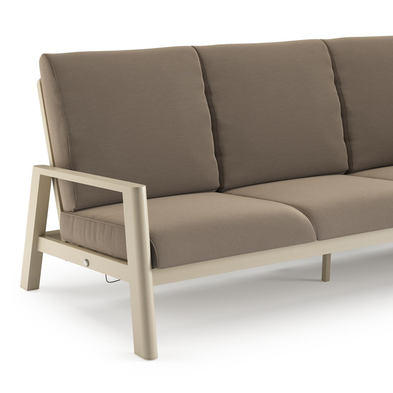 Cirello loungebank in beige aluminium met natte heather grey all weather sunbrella® luxe kussen