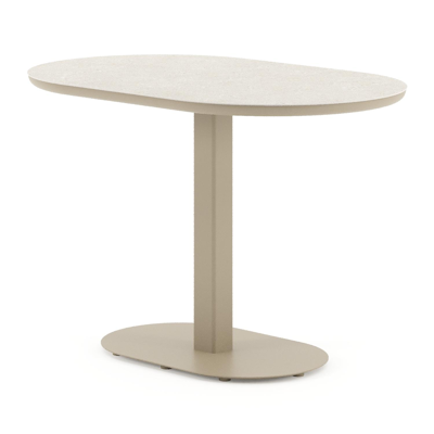 Teramo tuintafel bombo in beige aluminium en volkeramiek Shilin - L 110 x B 70 x H 73.7 cm
