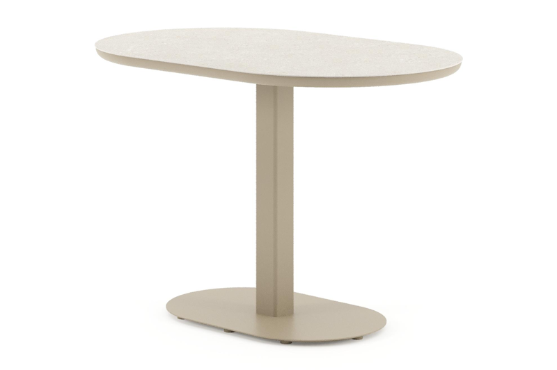 Teramo tuintafel bombo in beige aluminium en volkeramiek Shilin - L 110 x B 70 x H 73.7 cm