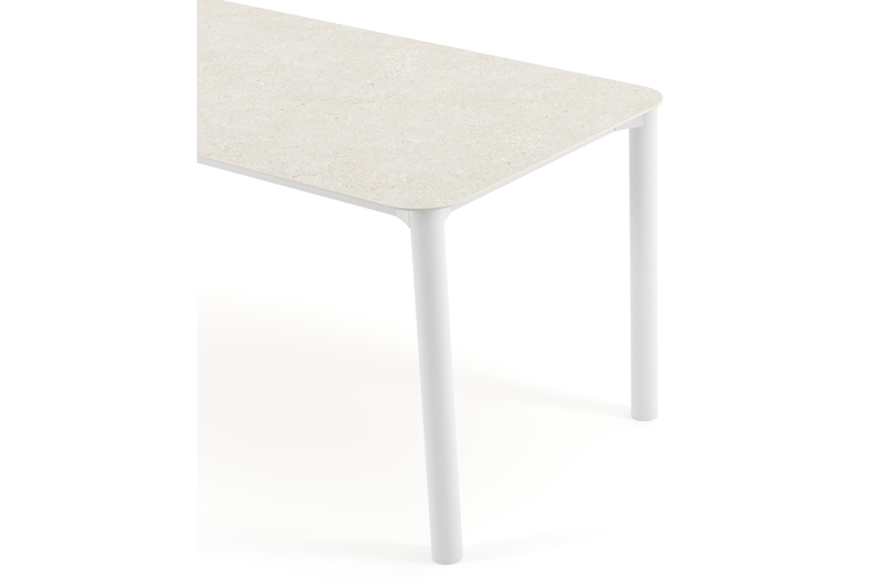 Orso tuintafel rechthoekig afgerond in wit aluminium en volkeramiek Shilin - L 200 x B 80 x H 74.5 cm