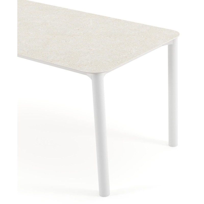 Orso tuintafel rechthoekig afgerond in wit aluminium en volkeramiek Shilin - L 200 x B 80 x H 74.5 cm