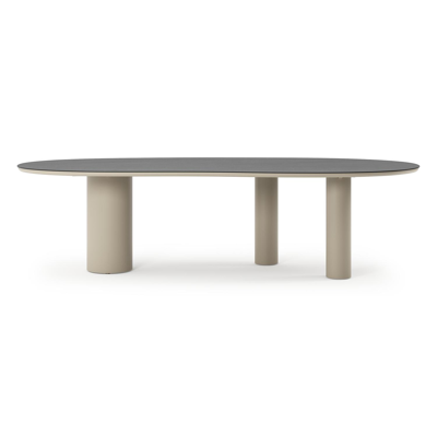 Organo tuintafel organisch in beige aluminium en volkeramiek Basalt Black - L 280 x B 120 x H 74 cm