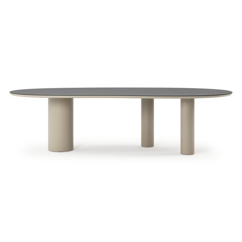 Organo tuintafel organisch in beige aluminium en volkeramiek Basalt Black - L 280 x B 120 x H 74 cm