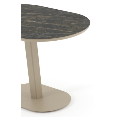 Table de jardin Teramo bombo en aluminium beige et céramique pleine Black Obsession - Lg. 110 x Lrg. 70 x Haut. 73.7 cm