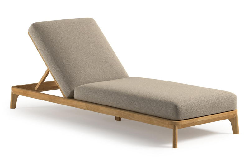 Orso verstelbaar ligbed in teak met marbella sand all weather Cosytica kussen