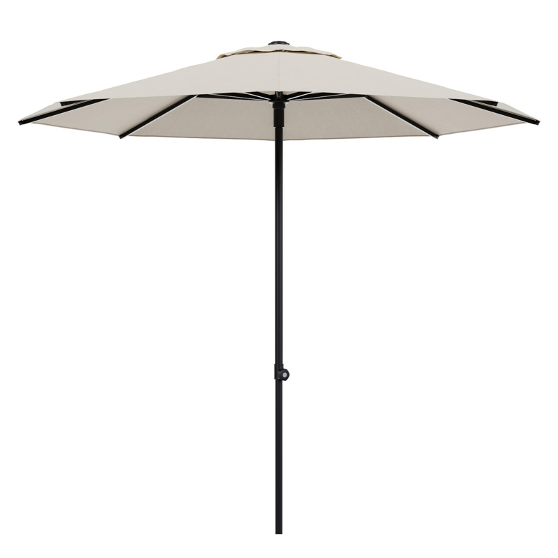 Umbria staanparasol in zwart aluminium met beige all weather sunbrella® premium parasoldoek - Dia. 250 cm (zonder voet)