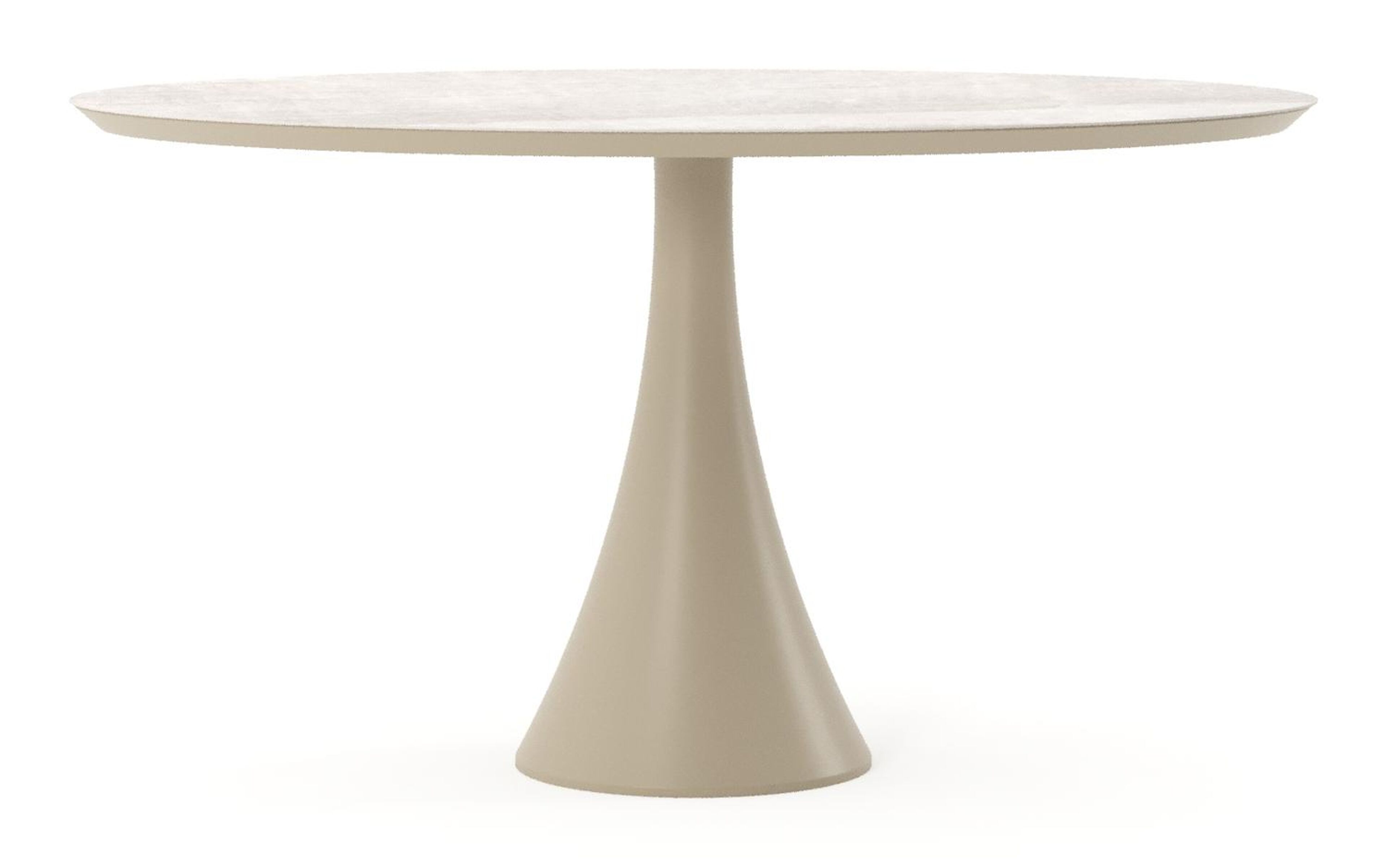 Table de jardin Fano oval en aluminium beige et céramique pleine Taj Mahal - Lg. 140 x Lrg. 80 x Haut. 75 cm