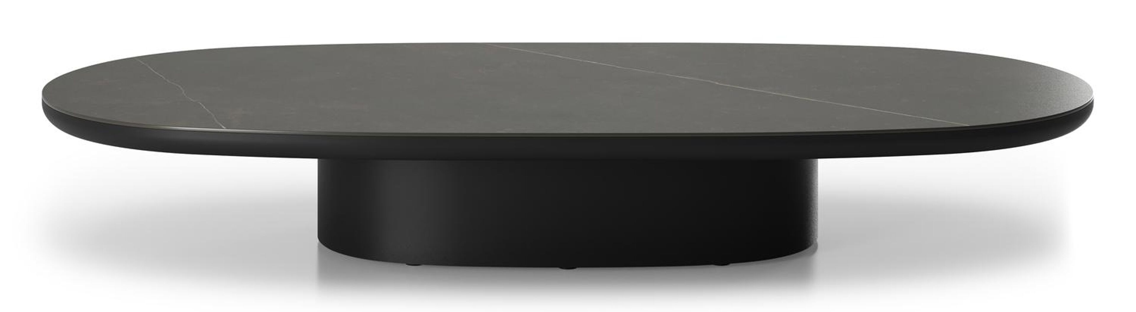 Amico loungetafel bombo in zwart aluminium en volkeramiek Calatorao - L 171 x B 89 x H 24 cm