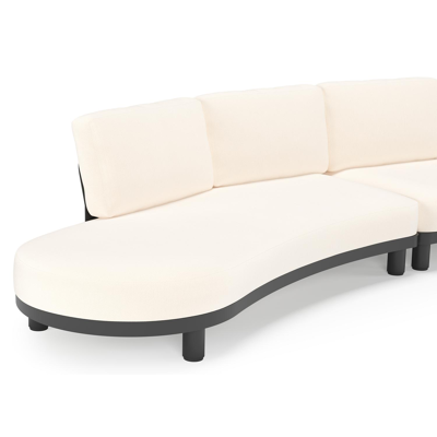 Donato loungebank in zwart aluminium met all weather sunbrella® luxe Lopi Snow kussen