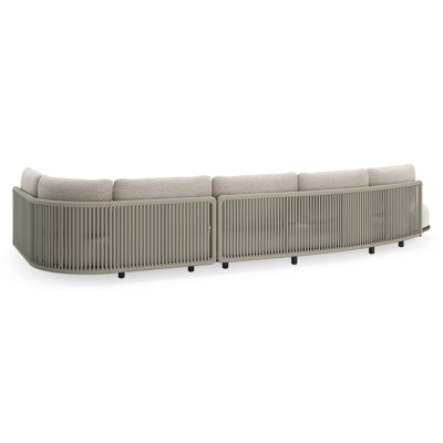 Lomano loungehoek in zwart aluminium en beige verticaal geweven luxe vlakke rope met Tundra Sand all weather sunbrella® luxe