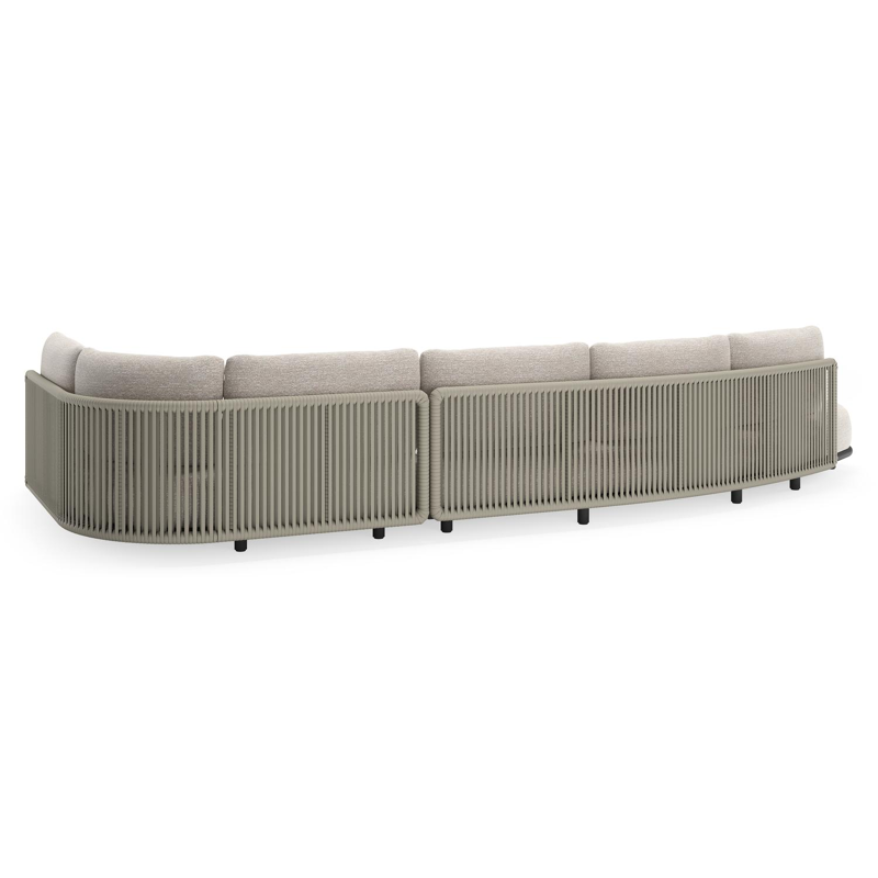 Lomano loungehoek in zwart aluminium en beige verticaal geweven luxe vlakke rope met Tundra Sand all weather sunbrella® luxe