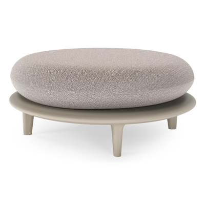 Bomero poef in beige aluminium met wander granite all weather sunbrella® luxe kussen