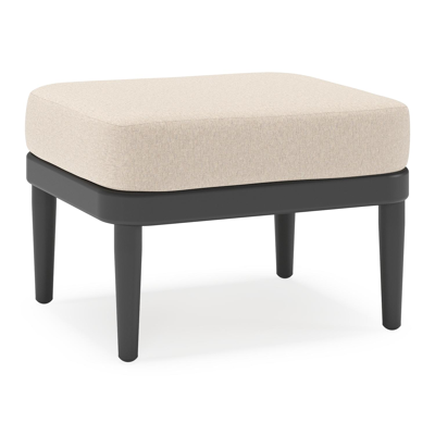 Pouf Orso en aluminium noir et coussins en all weather sunbrella® luxe Heritage Ash